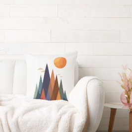 Cojín Decorativo Paisaje con montañas y sol