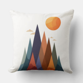 Cojín Decorativo Paisaje con montañas y sol