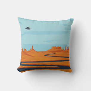 Cojín Decorativo  paisaje con valle desierto, montañas, w oscuro
