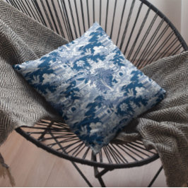 Cojín Decorativo Paisaje de Chinoiserie Pintura azul blanco