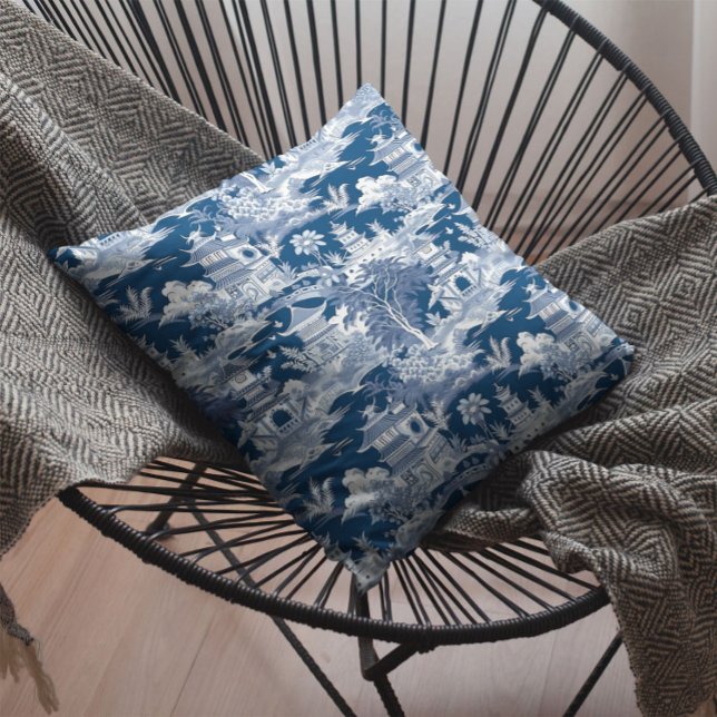 Cojín Decorativo Paisaje de Chinoiserie Pintura azul blanco (Subido por el creador)