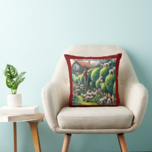 Cojín Decorativo Paisaje de corderos Artista: Topiaria se vuelve la