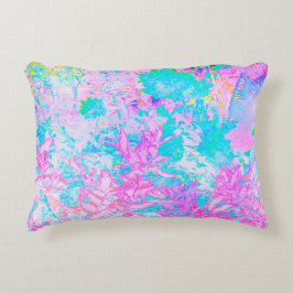Cojín Decorativo Paisaje de Hortensias Azul Acuario y Rosa Caliente