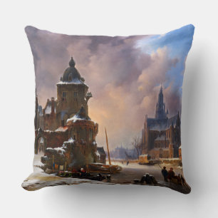 Cojín Decorativo Paisaje De Invierno Con Arte Clásico De Río Congel
