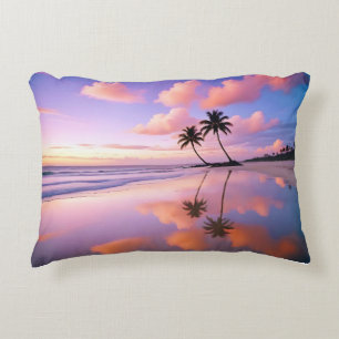 Cojín Decorativo Paisaje de la playa Atardecer tropical de sol Tran