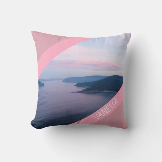Cojín Decorativo Paisaje de la playa Pink Sunset Pearl en Australia (Anverso)