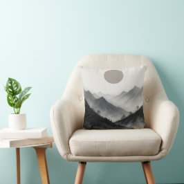 Cojín Decorativo Paisaje de montaña blanca y negra