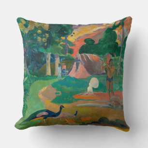 Cojín Decorativo Paisaje de Paul Gauguin Matamoe con pavos reales