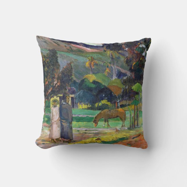Cojín Decorativo Paisaje de Paul Gauguin Tahitian (Anverso)