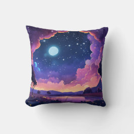 Cojín Decorativo Paisaje de sueños cósmicos noche estrellada