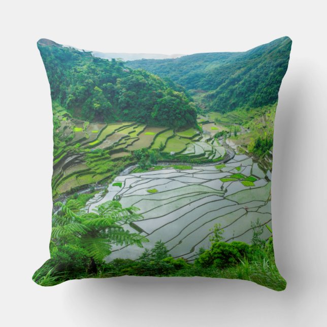 Cojín Decorativo Paisaje de terraza de arroz, Filipinas (Anverso)