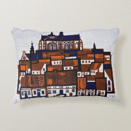 COJÍN DECORATIVO PAISAJE DE WOODCUT BELGA