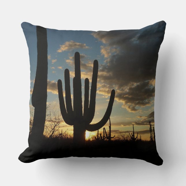 Cojín Decorativo Paisaje del desierto de Saguaro Sunset II Arizona (Anverso)