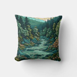 Cojín Decorativo Paisaje del Río Montaña