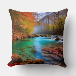 Cojín Decorativo Paisaje del río Otoño Tranquilo