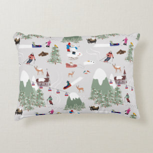 Cojín Decorativo Paisaje en las pistas de esquí de montaña de invie