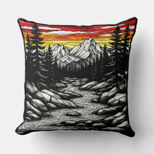 Cojín Decorativo Paisaje escénico con río fluyente