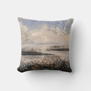 Cojín Decorativo Paisaje floral costero artístico