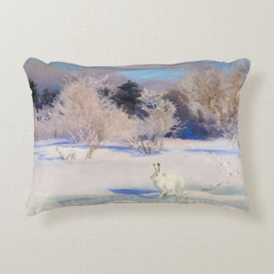 Cojín Decorativo Paisaje invernal con liebre blanca de B. Liljefors