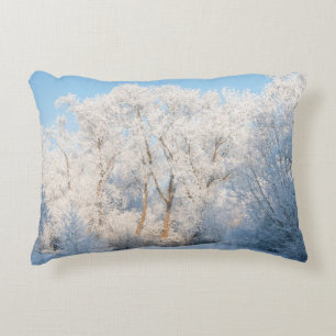 Cojín Decorativo Paisaje invernal de árboles nevados