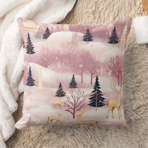 Cojín Decorativo Paisaje invernal rosa caprichoso (1)