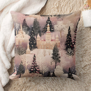Cojín Decorativo Paisaje invernal rosa caprichoso (2)