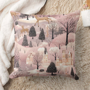 Cojín Decorativo Paisaje invernal rosa caprichoso (4)