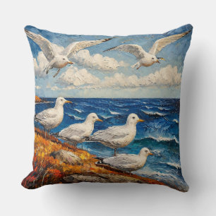 Cojín Decorativo Paisaje marino de gaviotas