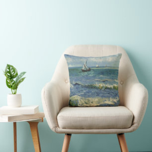 Cojín Decorativo Paisaje marino de Van Gogh en Saintes Maries de la