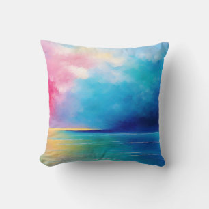 Cojín Decorativo Paisaje marino "Tarfarran" rosa y azul