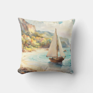 Cojín Decorativo Paisaje marítimo y velero