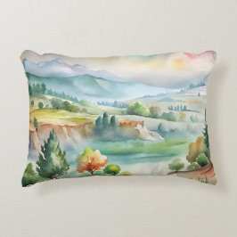 Cojín Decorativo Paisaje montañoso acuarela