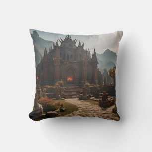 Cojín Decorativo Paisaje montañoso del castillo medieval