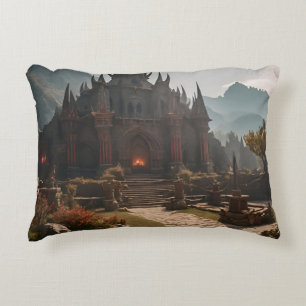 Cojín Decorativo Paisaje montañoso del castillo medieval
