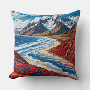 Cojín Decorativo Paisaje montañoso majestuoso con colores vibrantes