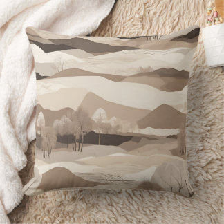 Cojín Decorativo Paisaje montañoso moderno en tonos terrosos superp