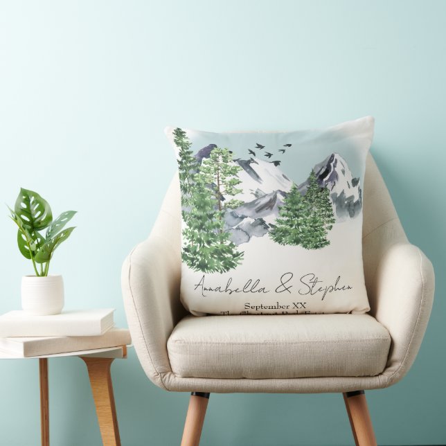 Cojín Decorativo Paisaje montañoso nevado con bosques de pinos (Silla)