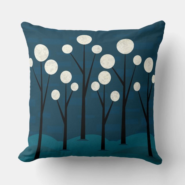 Cojín Decorativo Paisaje Mystical Blue Woodland (Anverso)