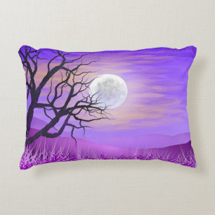Cojín Decorativo Paisaje natural con fondo púrpura