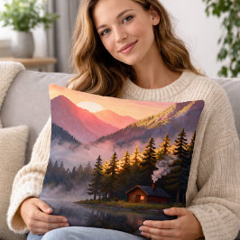 Cojín Decorativo Paisaje Natural de Arte de Píxeles