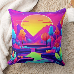 Cojín Decorativo Paisaje Neon Sunset