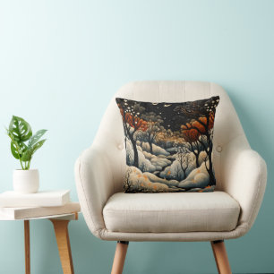 Cojín Decorativo Paisaje nocturno de invierno