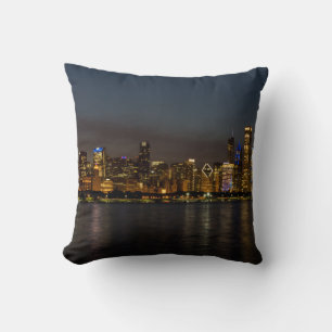 Cojín Decorativo Paisaje nocturno de la ciudad de Chicago