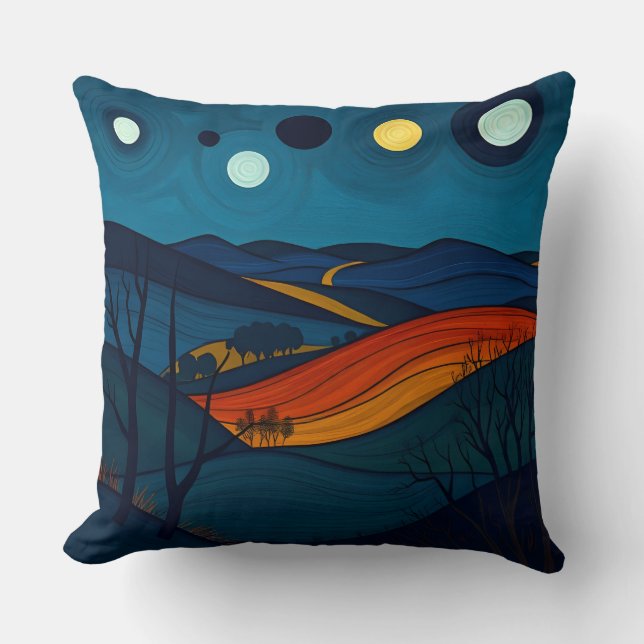 Cojín Decorativo Paisaje nocturno de Serene (Anverso)