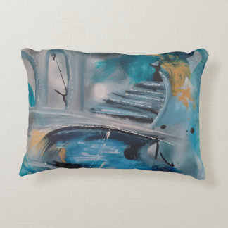 Cojín Decorativo Paisaje onírico junto al lago abstracto en teal y 