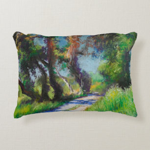 Cojín Decorativo Paisaje Pastel de Olivar Soleado