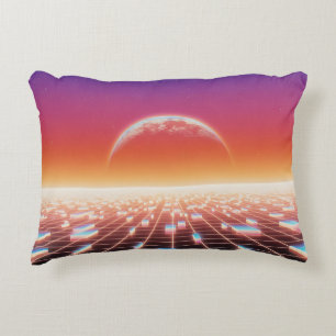 Cojín Decorativo Paisaje retro-futurista de ondas sintéticas