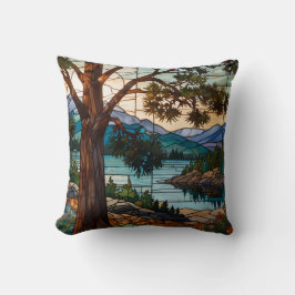 Cojín Decorativo paisaje rústico de montaña en vidrio de color 