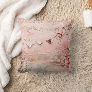 Cojín Decorativo Paisaje Sereno de Flor de Cerezo Rosa (9)