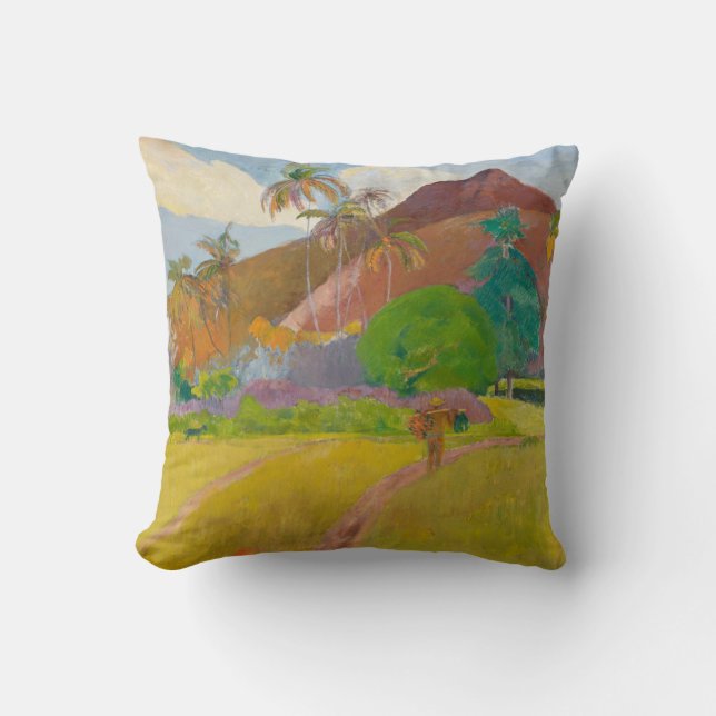 Cojín Decorativo Paisaje tahitiano (por Paul Gaugin) (Anverso)